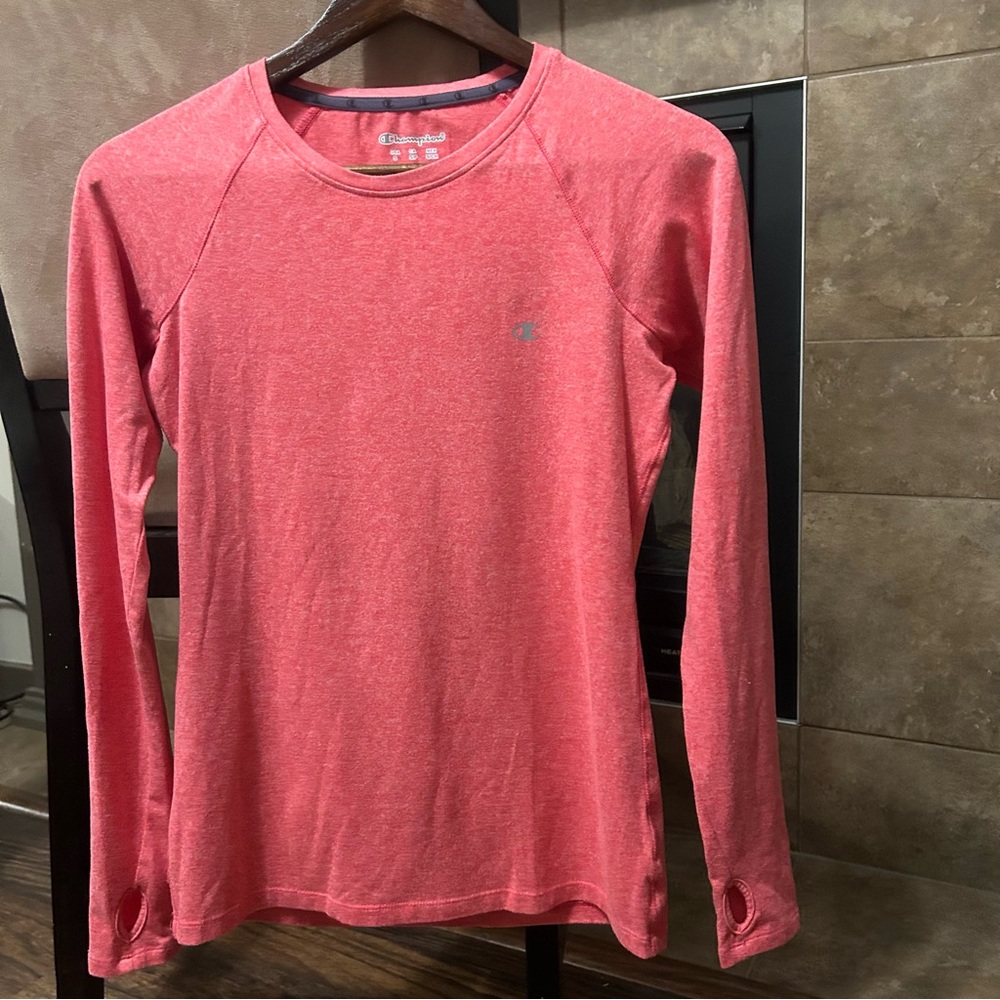 Champion Ladies Sporty Athleisure Minimalist Base Layer Pink Long Sleeve. Small